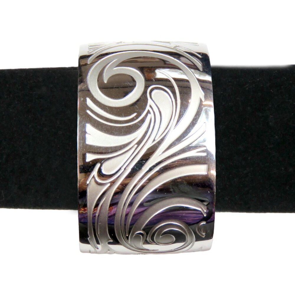 Inox Women's Stainless Steel Satin and Polished Textured Cuff Bracelet